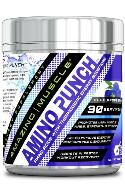 AMAZING NUTRITION: Amazing Muscle Amino Punch Blue Raspberry 255 GM