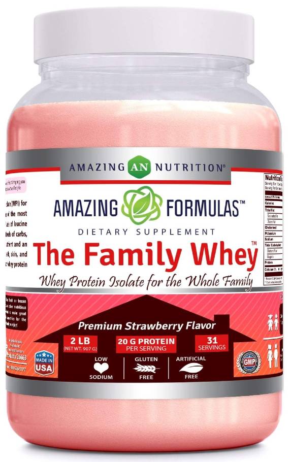 AMAZING NUTRITION: Amazing Formulas The Family Whey Whey Protein Isolate Strawberry 2 LB