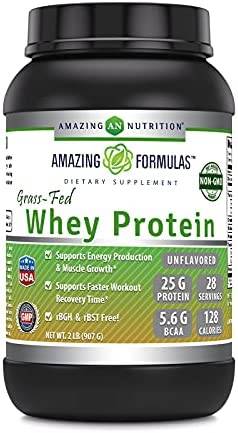 AMAZING NUTRITION: Amazing Formulas Grass Fed Whey Protein Unflavored 2 LB