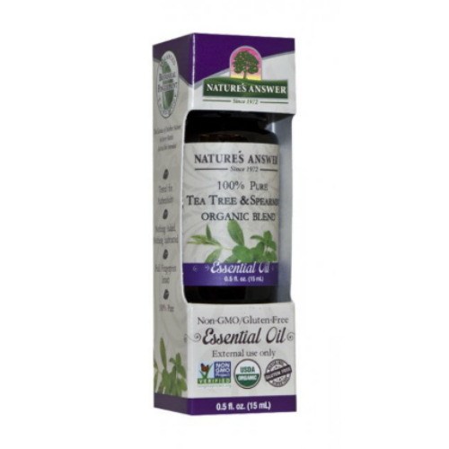 NATURE'S ANSWER: Organic Tea Tree & Spearmint Essential Oil Blend 0.5 oz