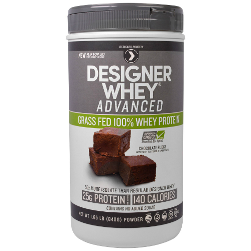 DESIGNER WHEY: Designer Whey 25g Grass Fed Advanced Formula Chocolate Fudge 1.85 lb