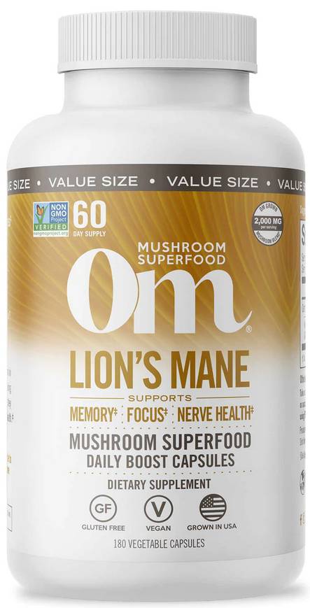 OM MUSHROOM: Lion's Mane Mushroom Superfood 180 CAPSULE