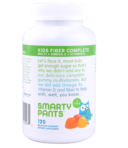 SMARTYPANTS: All-In-One Fiber Gummies for Kids with No Sugar Added: Multivitamin Plus 30 Day Supply 120 ct