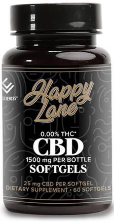 Happy Lane CBD 25mg 0.00% THC, 60ct