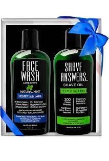 FOSTER AND LAKE: Gift Set w/ Face Wash Natural Mint Plus Shave Answers Shave Oil Unscented 2 PC