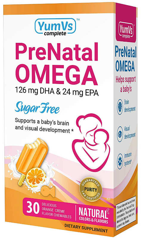 YUM-V'S COMPLETE: Prenatal Omega Orange cream Sugar Free 30 chewable