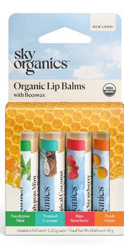 Organic Flavored Lip Balm .15 oz Variety Pack