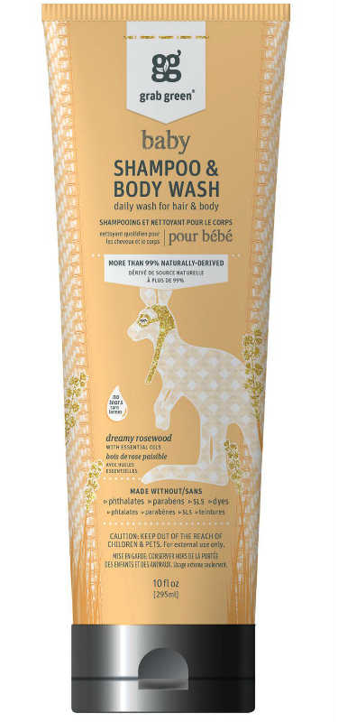 GRAB GREEN: Baby Shampoo & Wash Dreamy Rosewood 10 oz