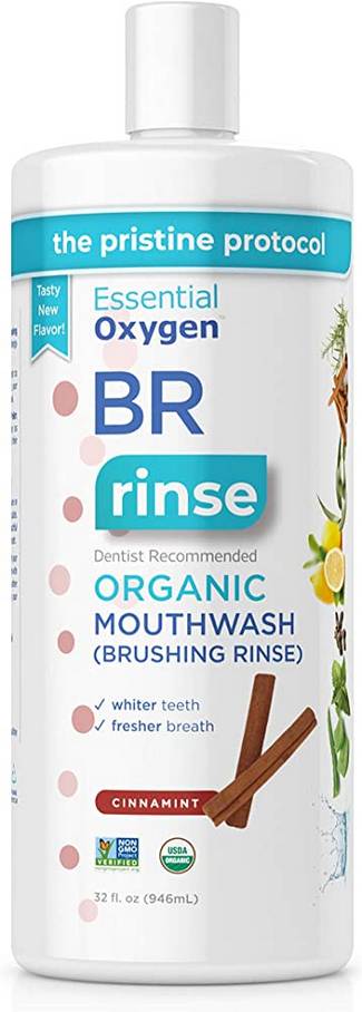 ESSENTIAL OXYGEN: Organic Mouthwash (Brushing Rinse) Cinnamint 32 OUNCE