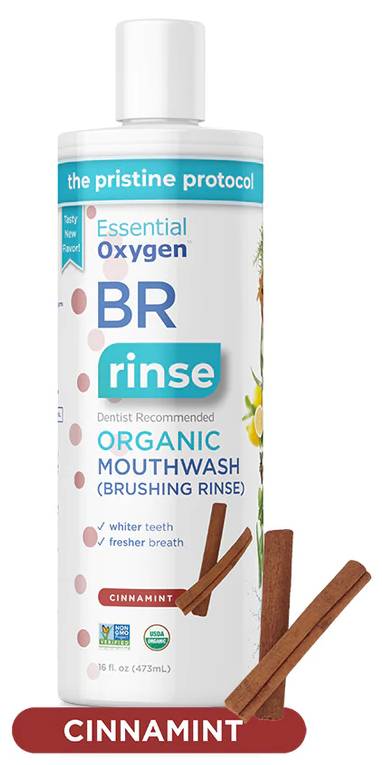 ESSENTIAL OXYGEN: Organic Mouthwash (Brushing Rinse) Cinnamint 16 OUNCE