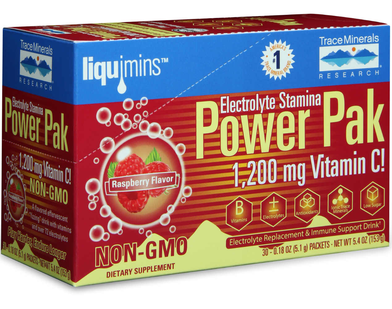 Trace Minerals Research: Electrolyte Stamina Power Pak Raspberry 32 packets