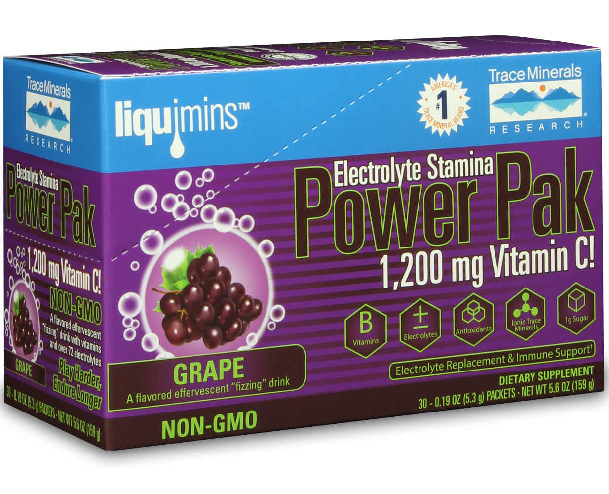 Trace Minerals Research: Electrolyte Stamina Power Pak Concord Grape 32 packets