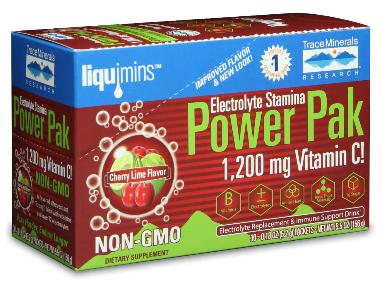 Trace Minerals Research: Electrolyte Stamina Power Pak Cherry Limeade 32 packets