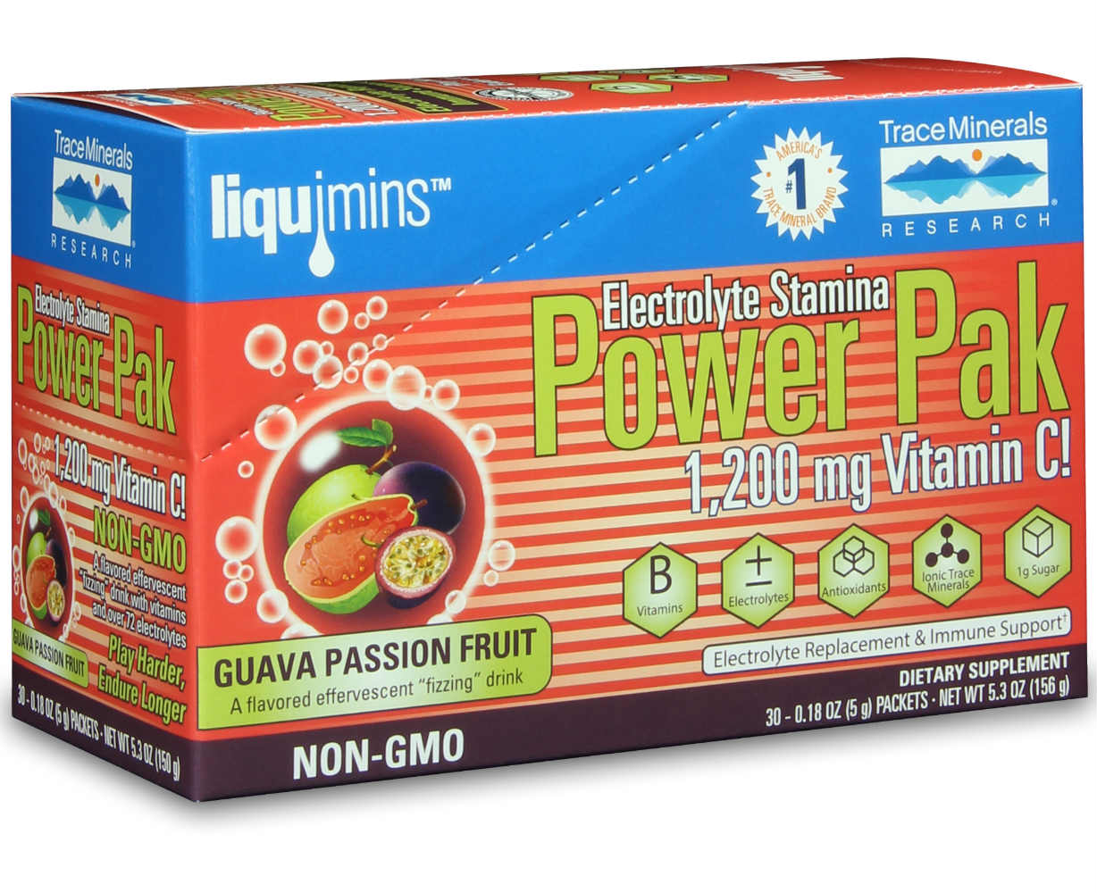 Trace Minerals Research: Electrolyte Stamina Power Pak NON-GMO Guava Passion Fruit 30 pak