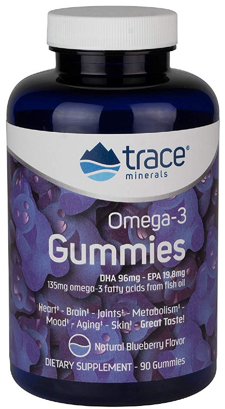 Trace Minerals Research: Omega-3 Gummies Blueberry Flav 90ct