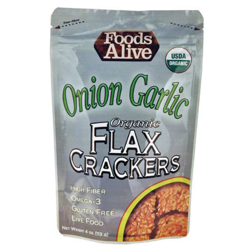 Foods Alive: Onion Garlic Flax Crackers 4 oz
