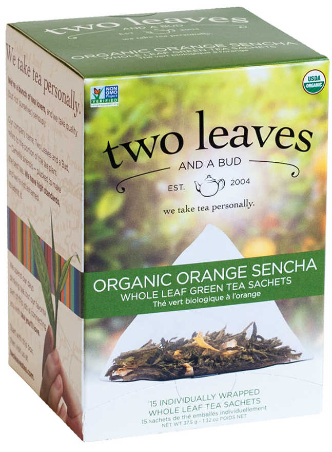 TWO LEAVES AND A BUD: Organic Orange Sencha Green Tea 15 BAG