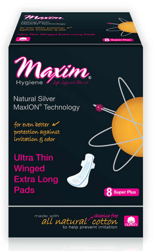 MAXIM: MaxION Ultra Thin Winged Pads Overnight Super Plus 8 ct