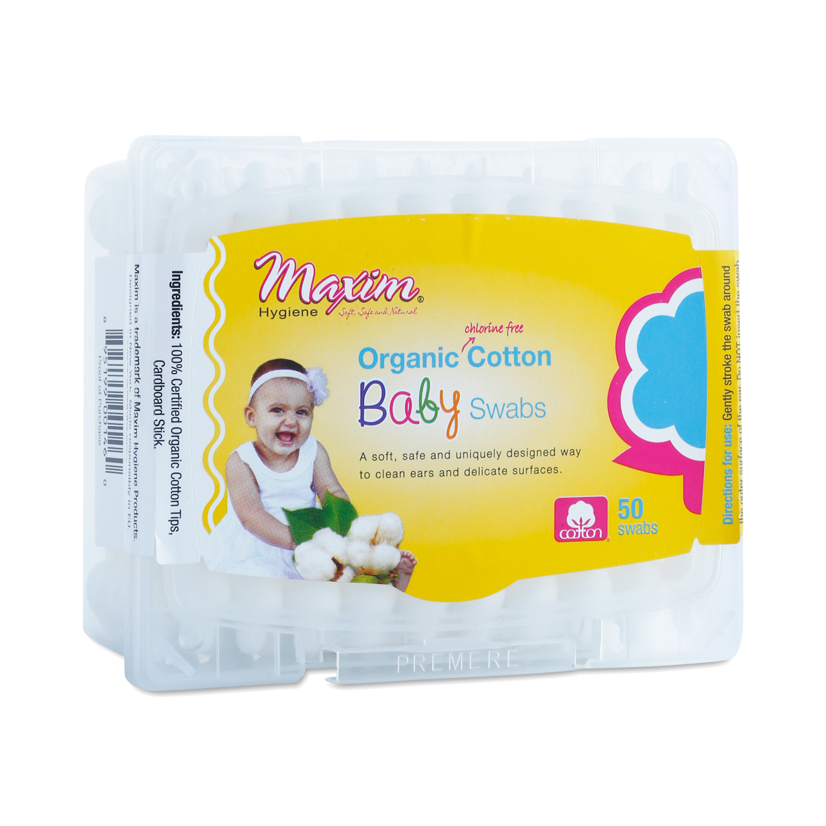 MAXIM: Organic Cotton Baby Swabs 50 ct