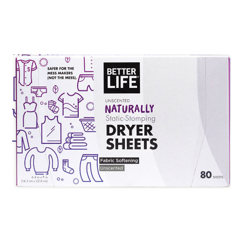 BETTER LIFE: Dryer Sheets Unscented 80 ct