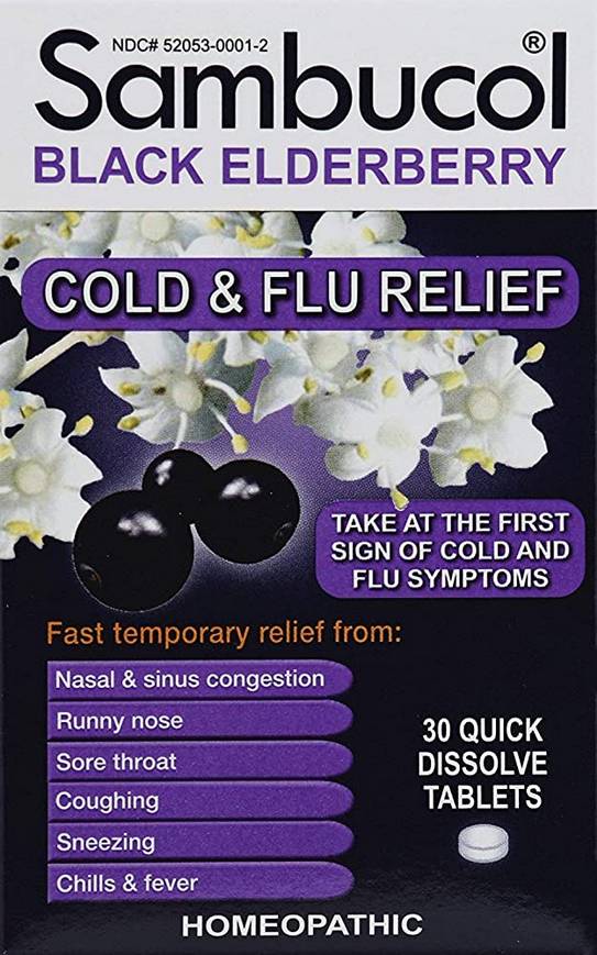 SAMBUCOL: Black Elderberry Cold & Flu 30 TABLET