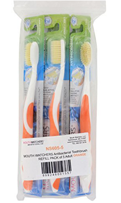 MOUTH WATCHERS: Antimicrobial Toothbrush Refill Adult Orange 5 pc