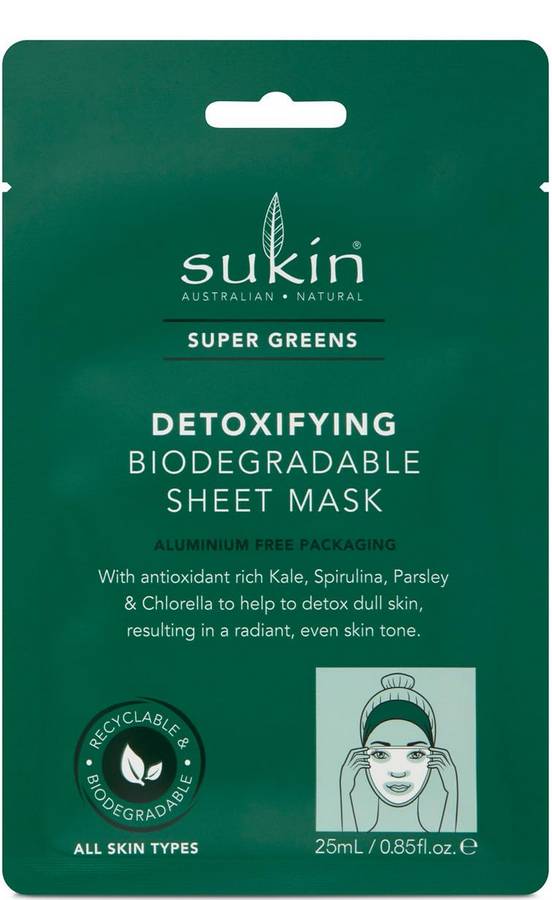 SUKIN: Super Greens Detoxifying Sheet Mask Sachet 0.85 OUNCE