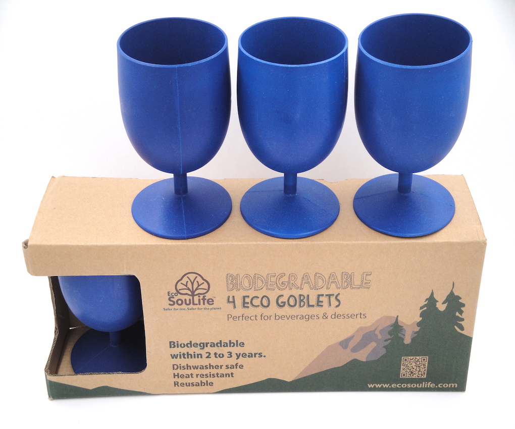 ECOSOULIFE: Biodegradable Bamboo (4) 15oz Eco Goblets Almond 4 ct
