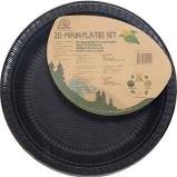 ECOSOULIFE: Corn Starch-Main Plate 9' Black 20 ct