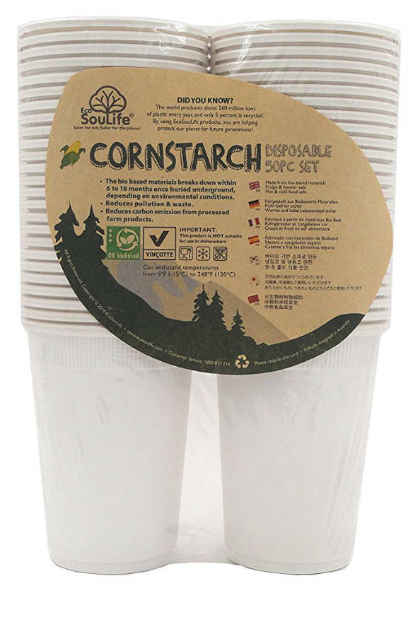 ECOSOULIFE: Corn Starch-Cup 16oz Natural 50 ct