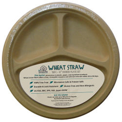 ECOSOULIFE: Wheat Straw-Plate 10' Divided Unbleached Natural 50 ct