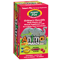 Natures Plus: SOF Animal Parade Sugar Free Multi with D3 Cherry Flavor 90 Chewables
