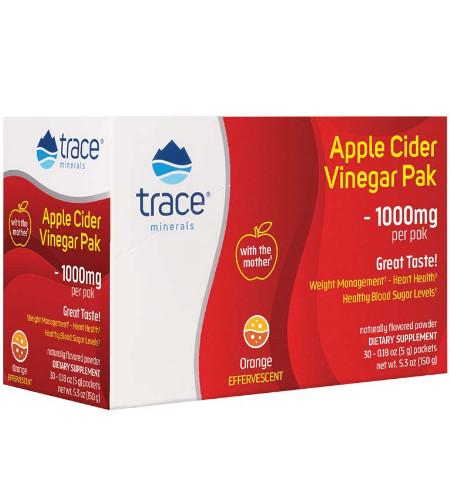 Trace Minerals Research: Apple Cider Vinegar Pak 1000mg ACV with Mother and Trace Minerals 30 Paks