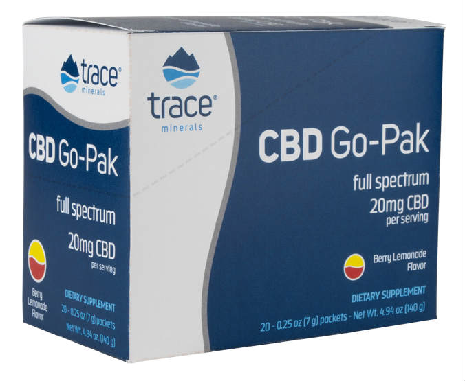 Trace Minerals Research: CBD Go-Pak 20mg / Serving Berry Lemonade Flavor 20 Packets