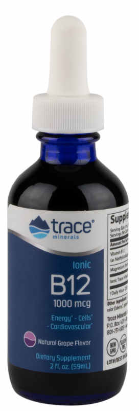 Trace Minerals Research: Liquid Ionic B12 1000 mcg 2fl oz