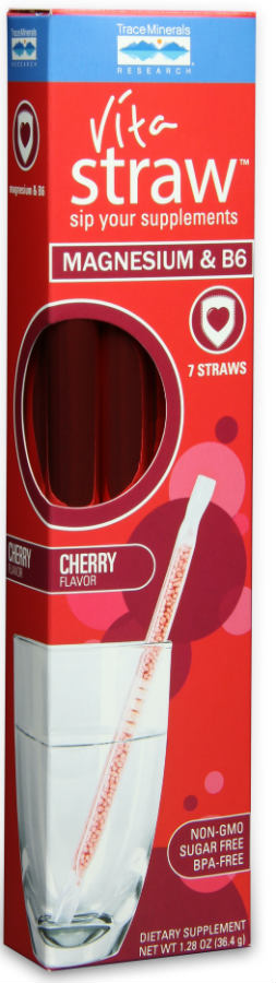 Trace Minerals Research: VitaStraw Magnesium & B6 - Cherry Flavor 7 Straws