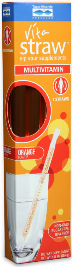 Trace Minerals Research: VitaStraw Multivitamin - Orange Flavor 7 straws