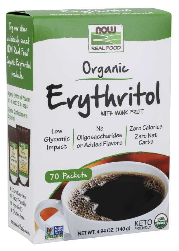 NOW: Organic Erythritol with Monk Fruit Packets 70 Count