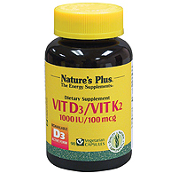 Vitamin D3 1000 IU With K2 100 mcg 90 ct from Natures Plus