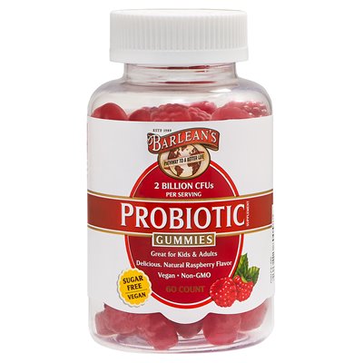 BARLEANS ESSENTIAL OILS: Probiotic Gummies Raspberry Flavor 60ct