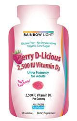 RAINBOW LIGHT: Berry D-Licious 2500 IU VitD Gummy 50 chew