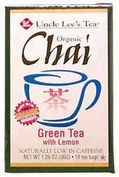 UNCLE LEE'S TEA: Organic Chai Green Tea Lemon 18 bag