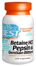 Best Betaine HCL Pepsin and Gentain Bitters, 120 caps