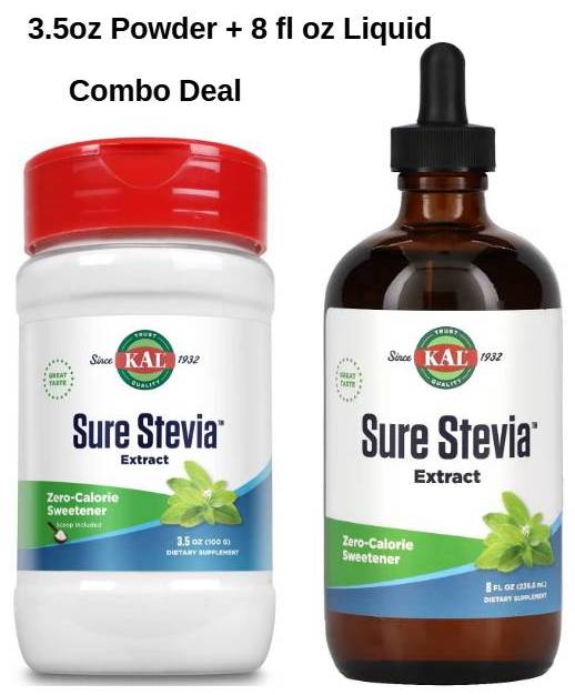 Sure Stevia Liquid & Powder Combo, 3.5oz + 8 fl oz