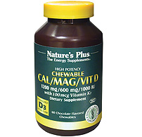 CAL  MAG   With VIT D and K2 CHOCOLATE CHEW 60 60 Chewables from Natures Plus