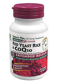 Red Yeast Rice 600 mg  CoQ10 100 mg Extended Release 30 Tablets from Natures Plus