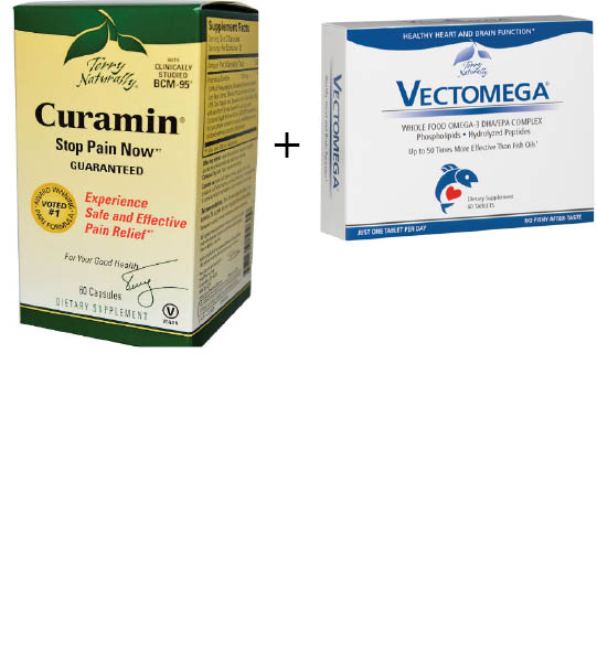 Europharma / Terry Naturally: Stop Pain Combo Pack (Curamin Plus Vectomega) 60 caps Plus 60 tbs